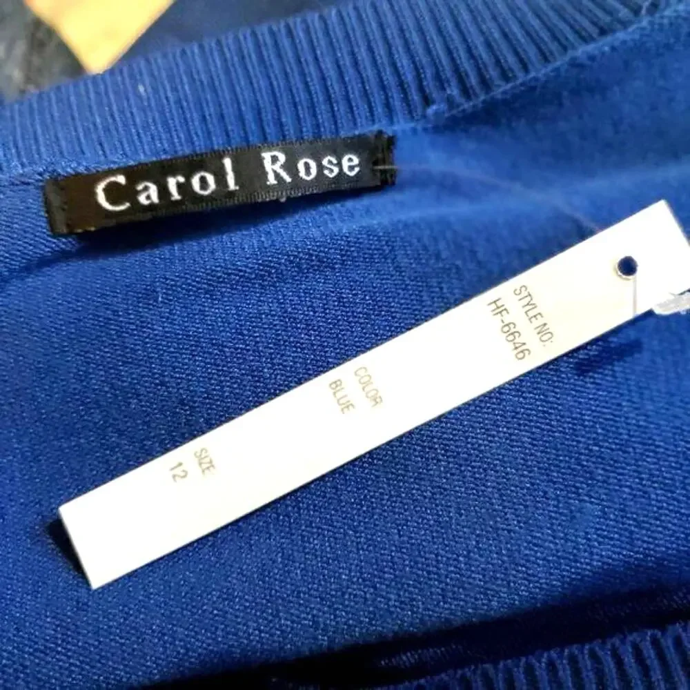 Carol Rose Cardigan Sweater Size 12 Long Sleeve Buttons Classic Soft Knit Blue